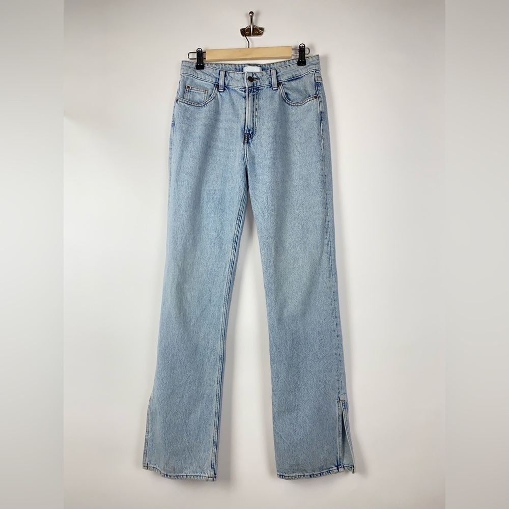 Straight High Split Jeans Light Blue